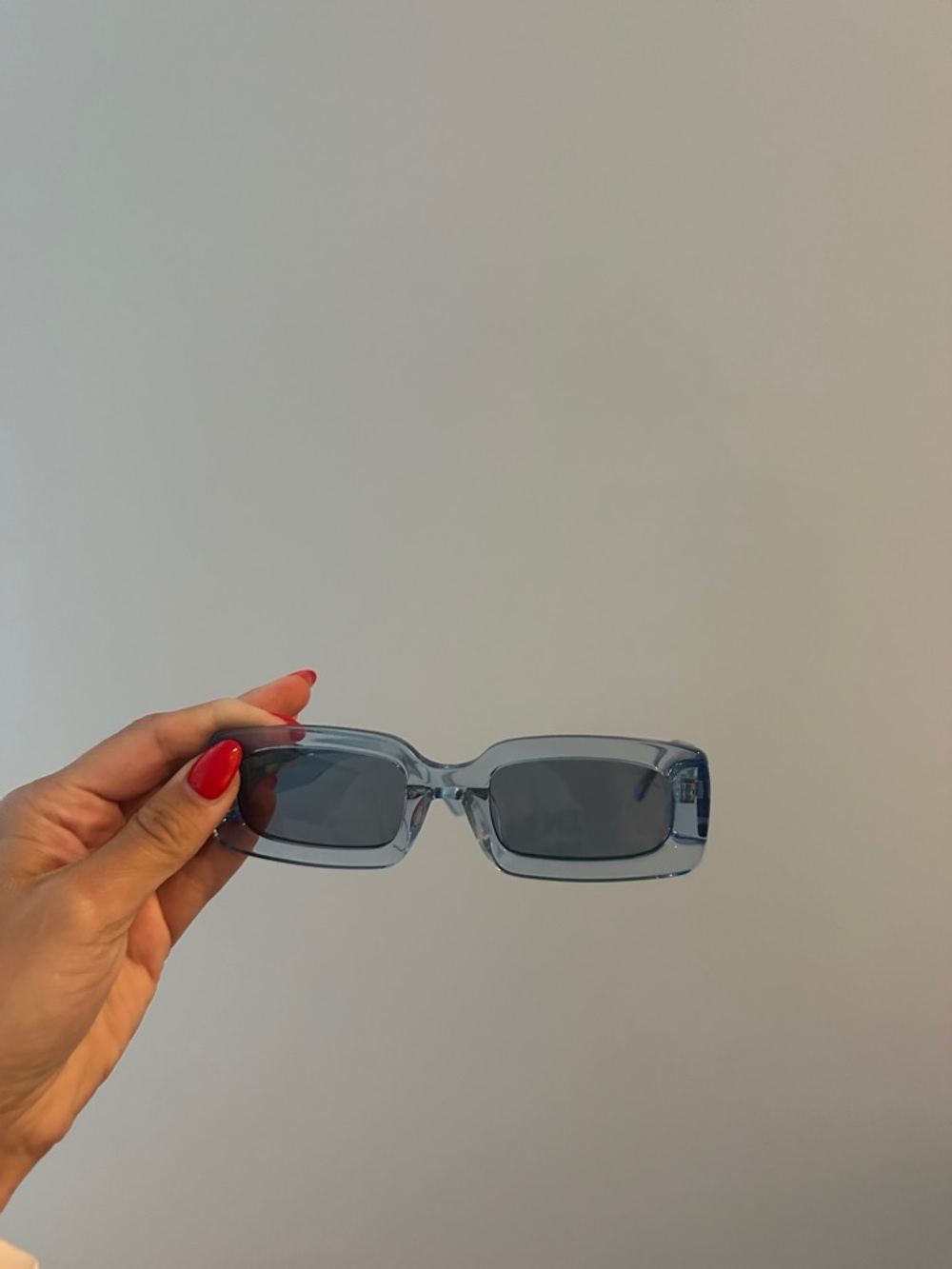 Slim Rectangular Translucent Blue Sunglasses